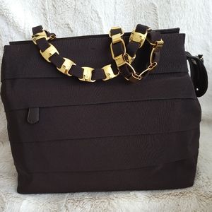 Vintage Salvatore Ferragamo Black Teire Shoulder Bag